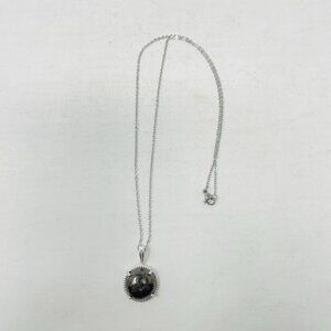 Shop LC Silver Shungite Matrix Pendant on 20inch Stainless‎ Steel Chain 5178
